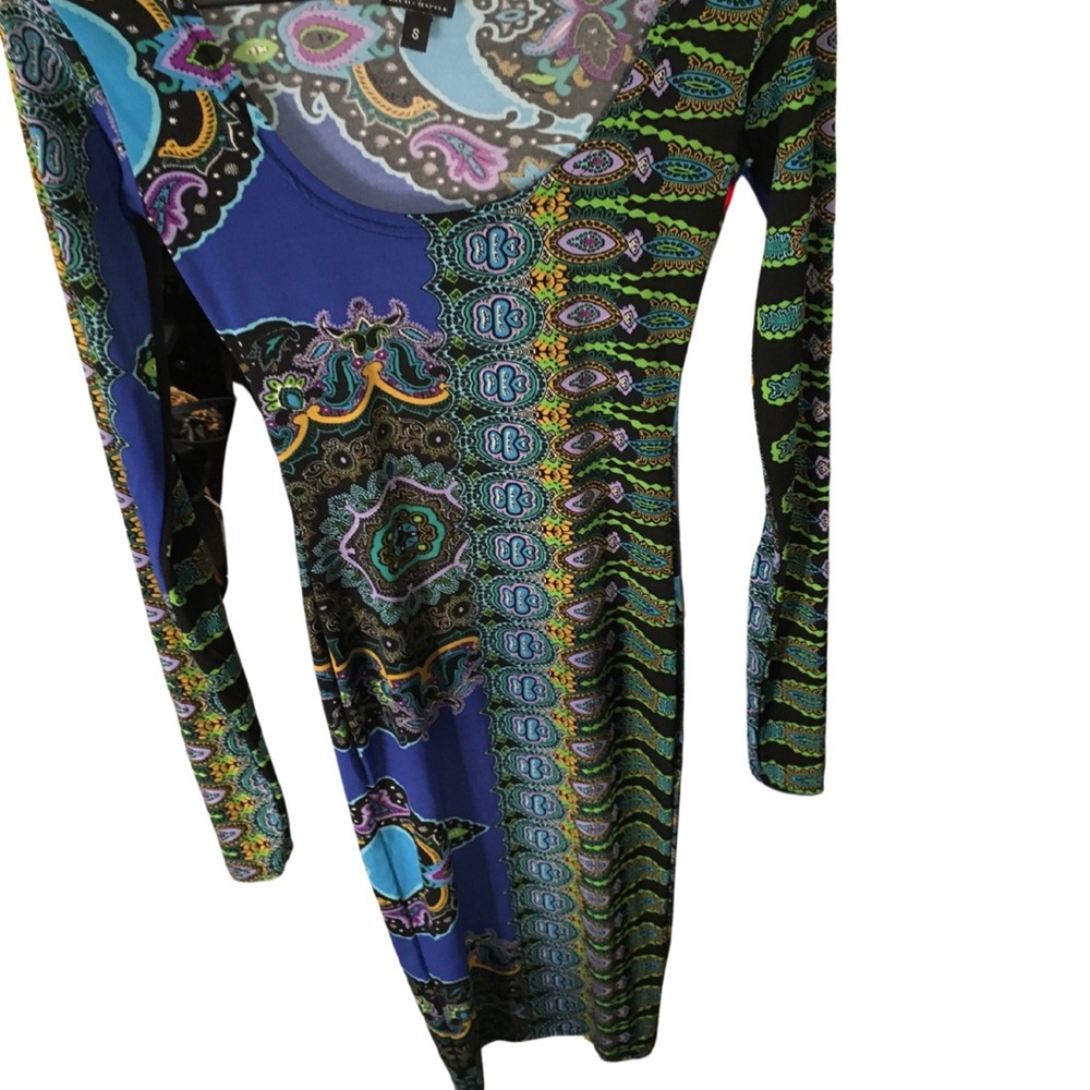 Blue and Green Long Sleeve Sheath Dress for Cocktail Night